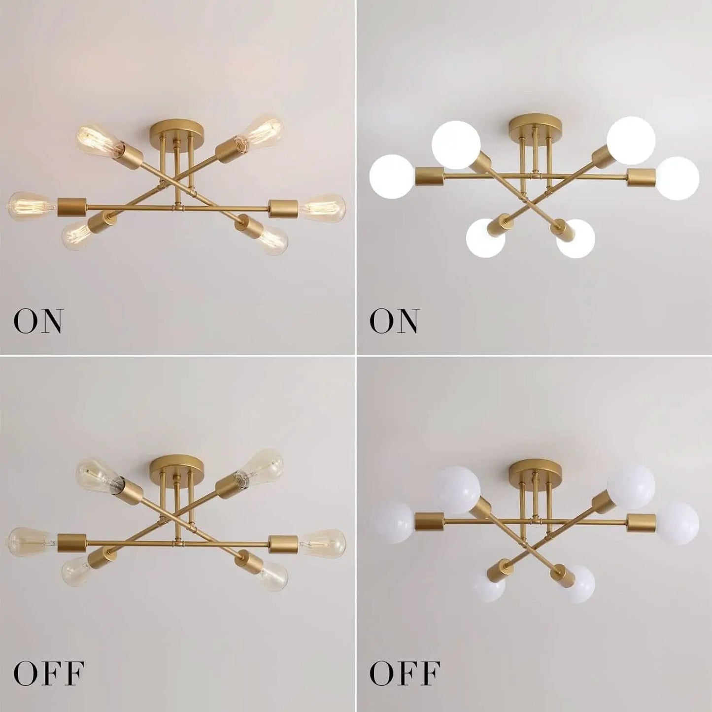 Gold Modern Sputnik Chandelier With 6 Adjustable Lights from PriceLows™