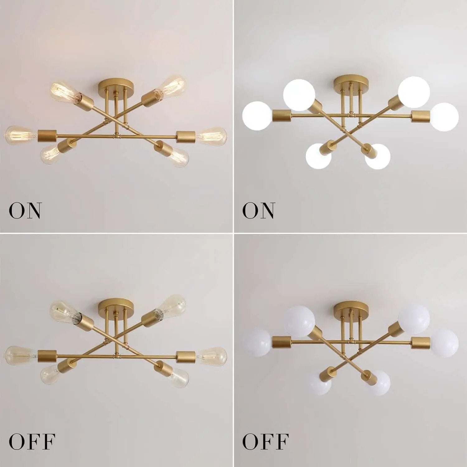 Gold Modern Sputnik Chandelier With 6 Adjustable Lights from PriceLows™