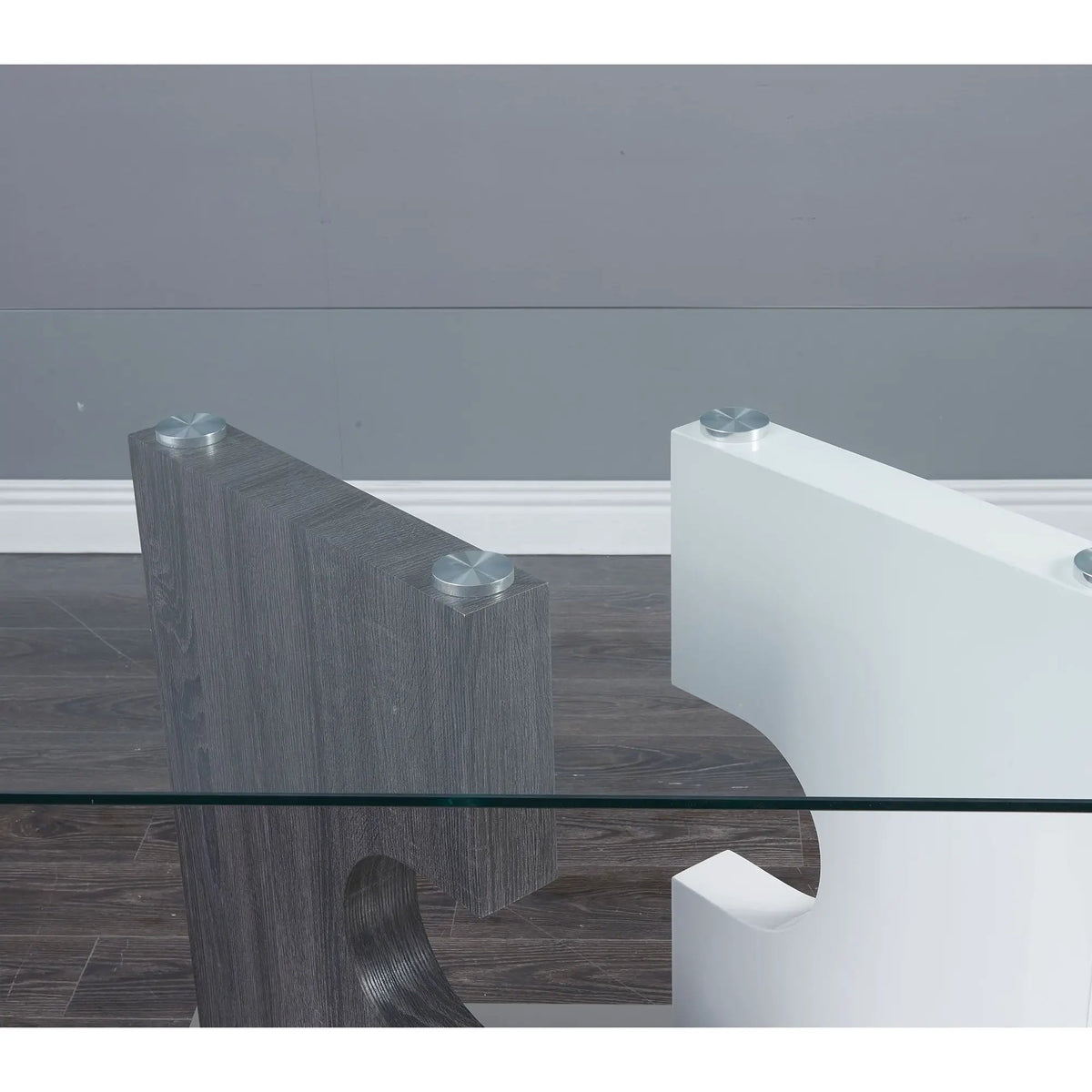 Iris Dining Table | Gray | 59 Inch Width | Two-Tone Pedestal Base