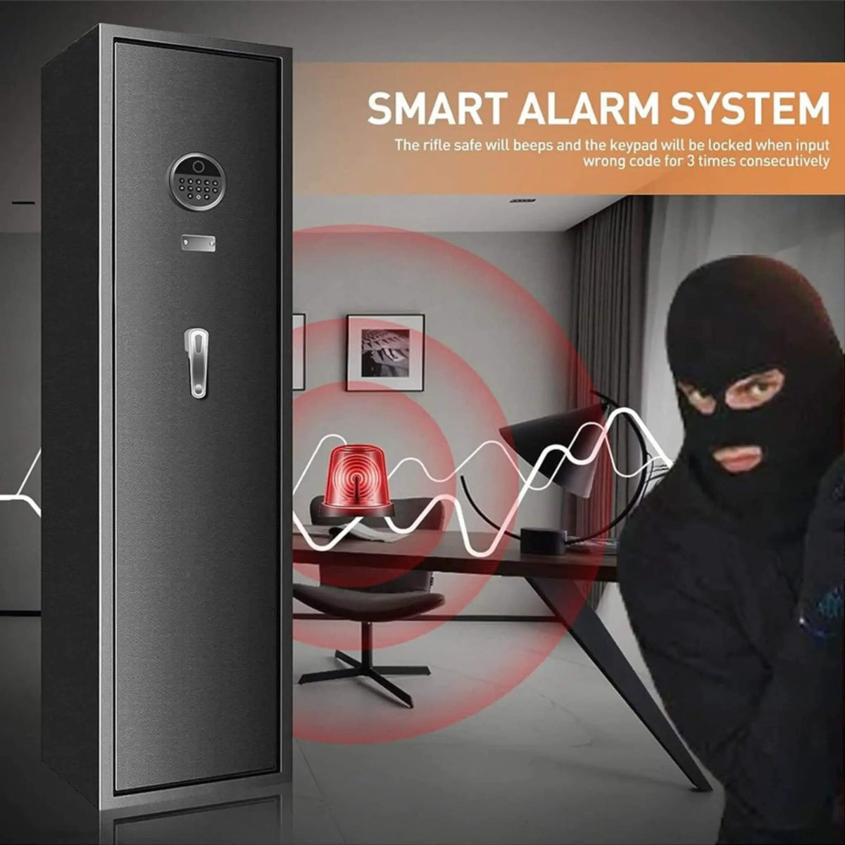 Heavy Duty 57 Inch Anti Theft Fireproof Biometric Gun Rifle Pistol Safe For Home, 11 | 57 Inch | Steel | Security Safe