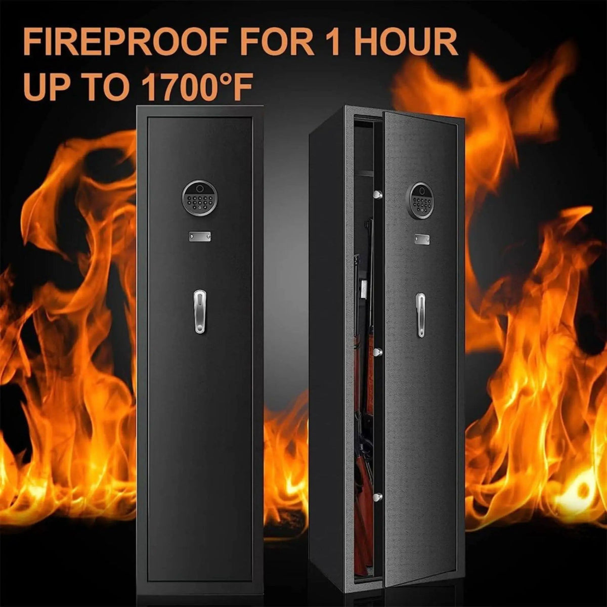 Heavy Duty 57 Inch Anti Theft Fireproof Biometric Gun Rifle Pistol Safe For Home, 11 | 57 Inch | Steel | Security Safe