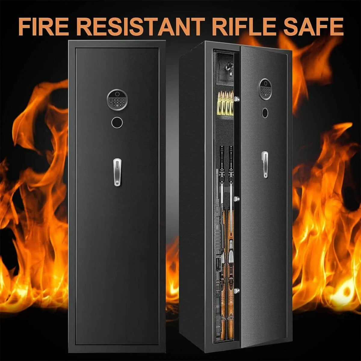 Heavy Duty 57 Inch Anti Theft Fireproof Biometric Gun Rifle Pistol Safe For Home, 11 | 57 Inch | Steel | Security Safe