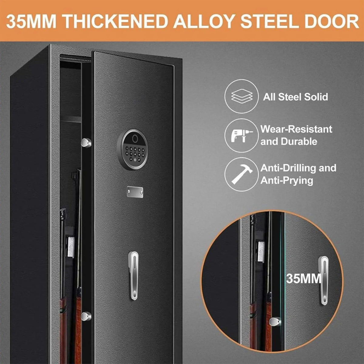 Heavy Duty 57 Inch Anti Theft Fireproof Biometric Gun Rifle Pistol Safe For Home, 11 | 57 Inch | Steel | Security Safe