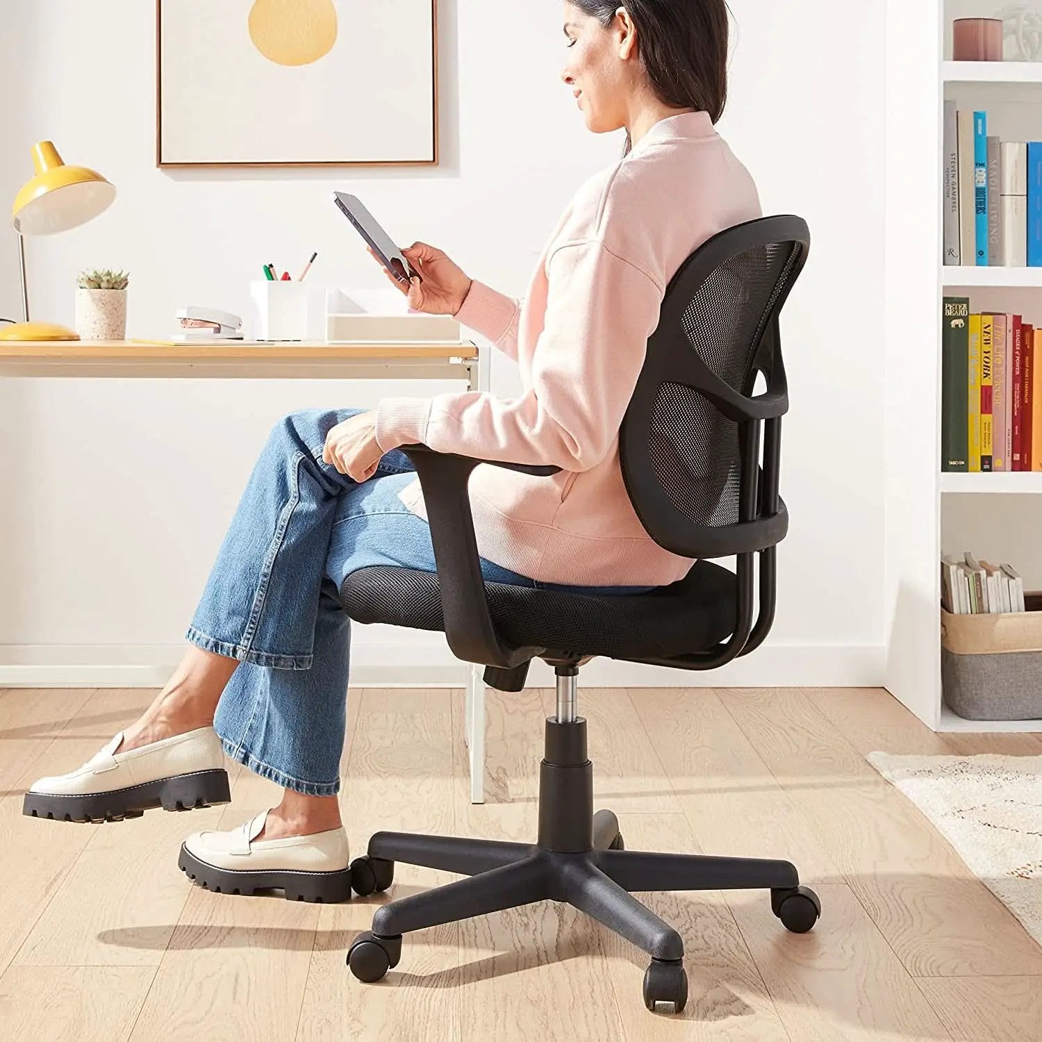Mesh Mid Back Office Chair With Adjustable Height And 360 Degree Swivel Black from PriceLows™