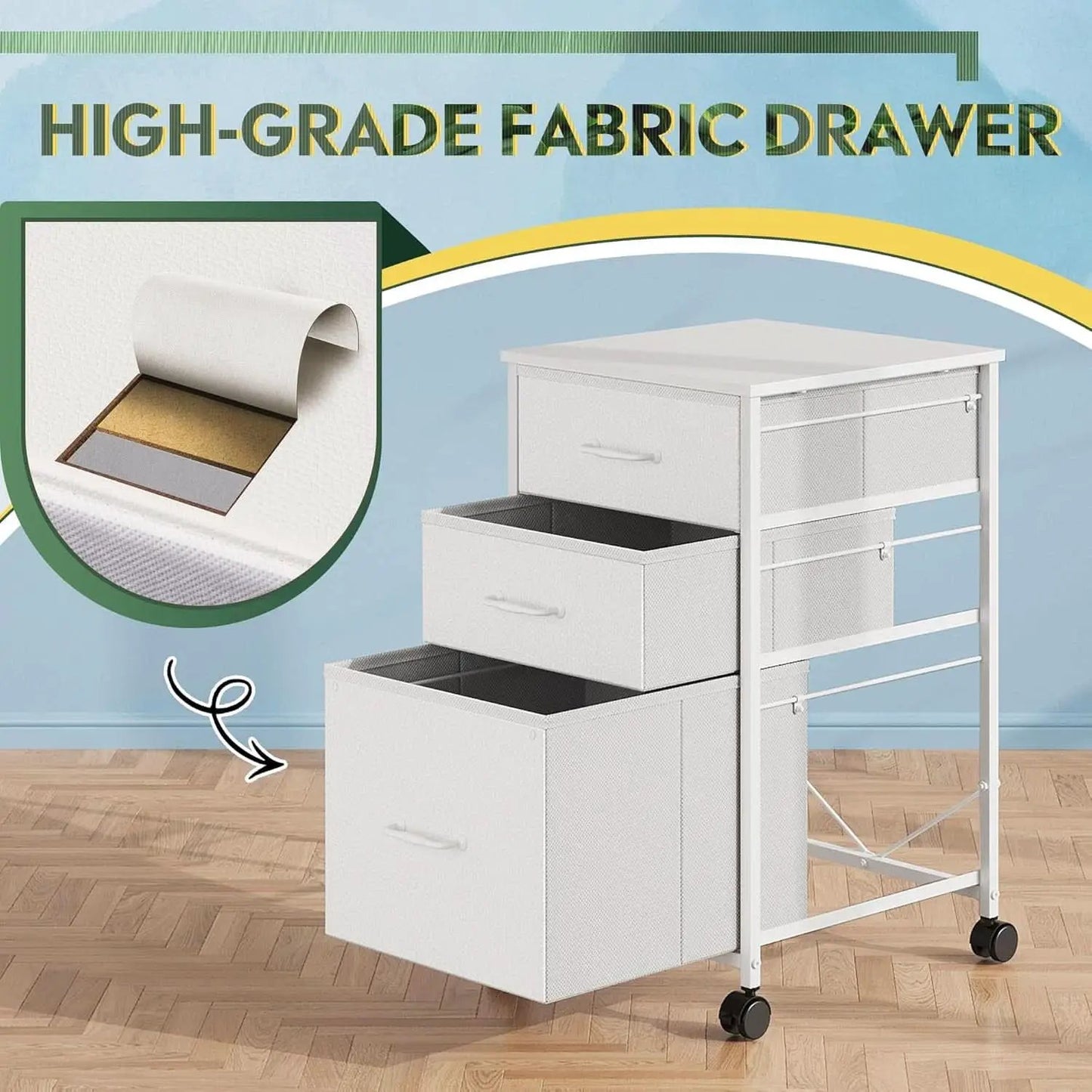 Mobile File Cabinet With 3 Drawers Rolling In White from PriceLows™