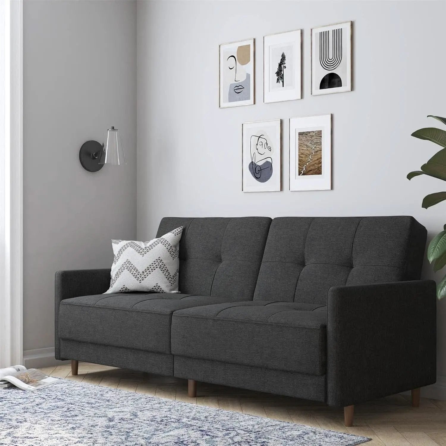 Contemporary Upholstered 76 Inch Grey Sleeper Sofa from PriceLows™