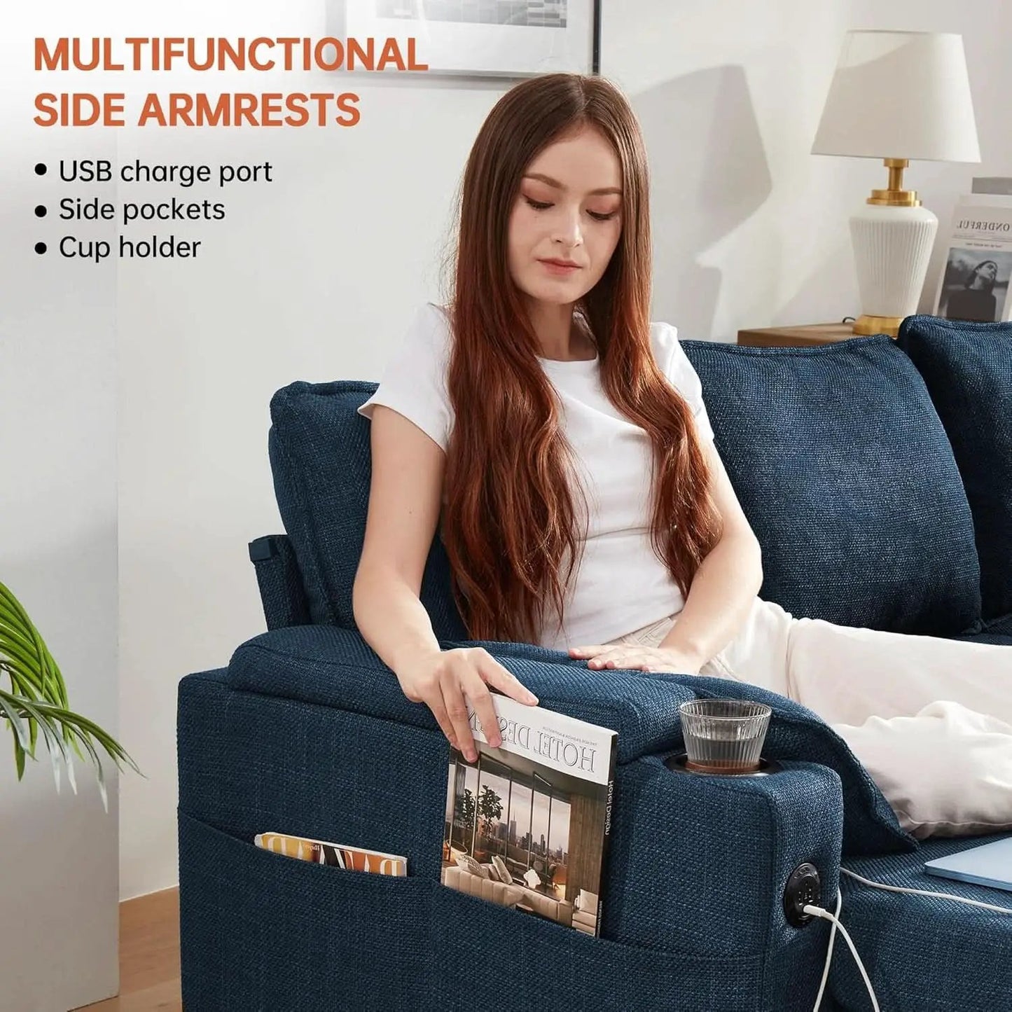 Cerulean Linen Convertible Sleeper Sofa With Pullout from PriceLows™