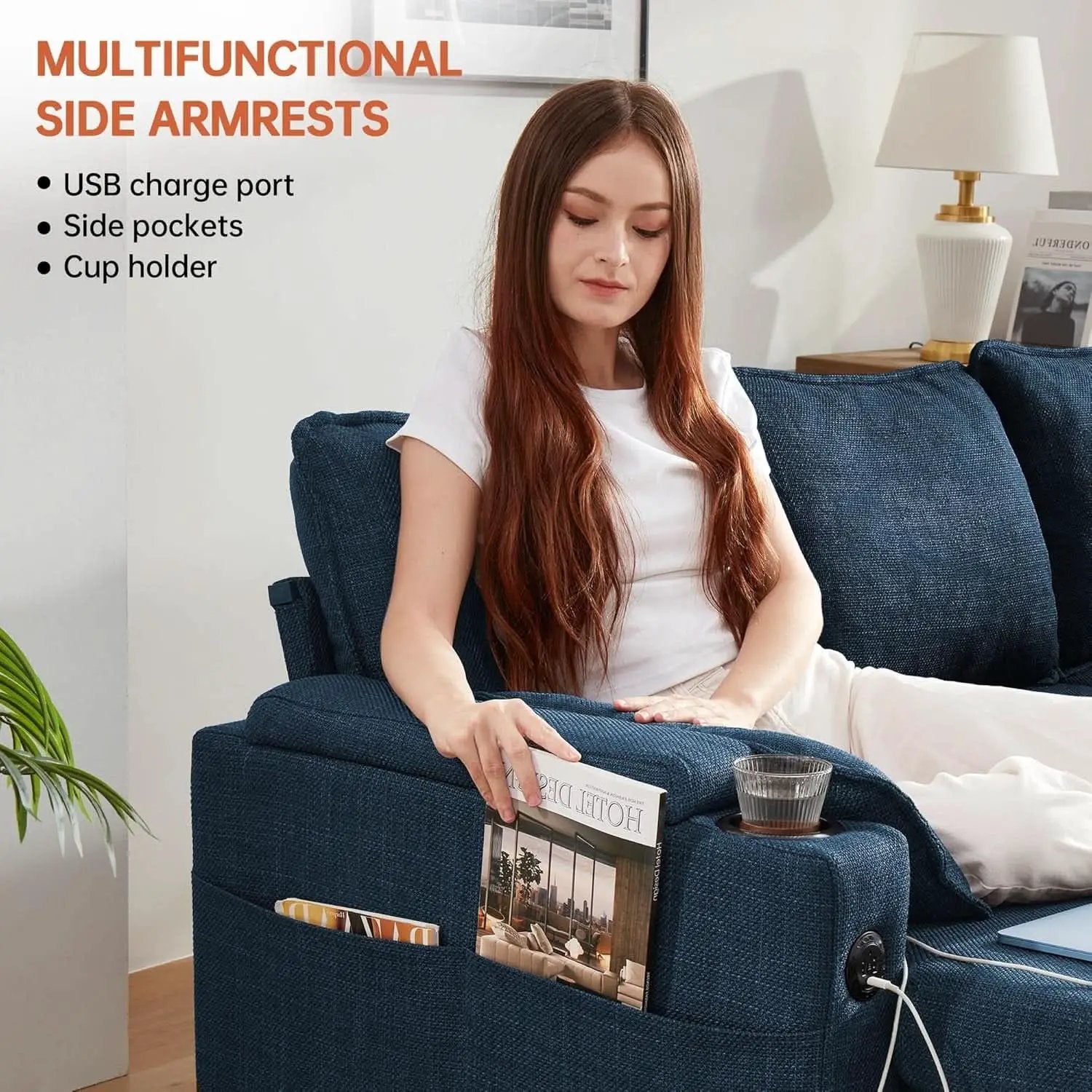 Cerulean Linen Convertible Sleeper Sofa With Pullout from PriceLows™