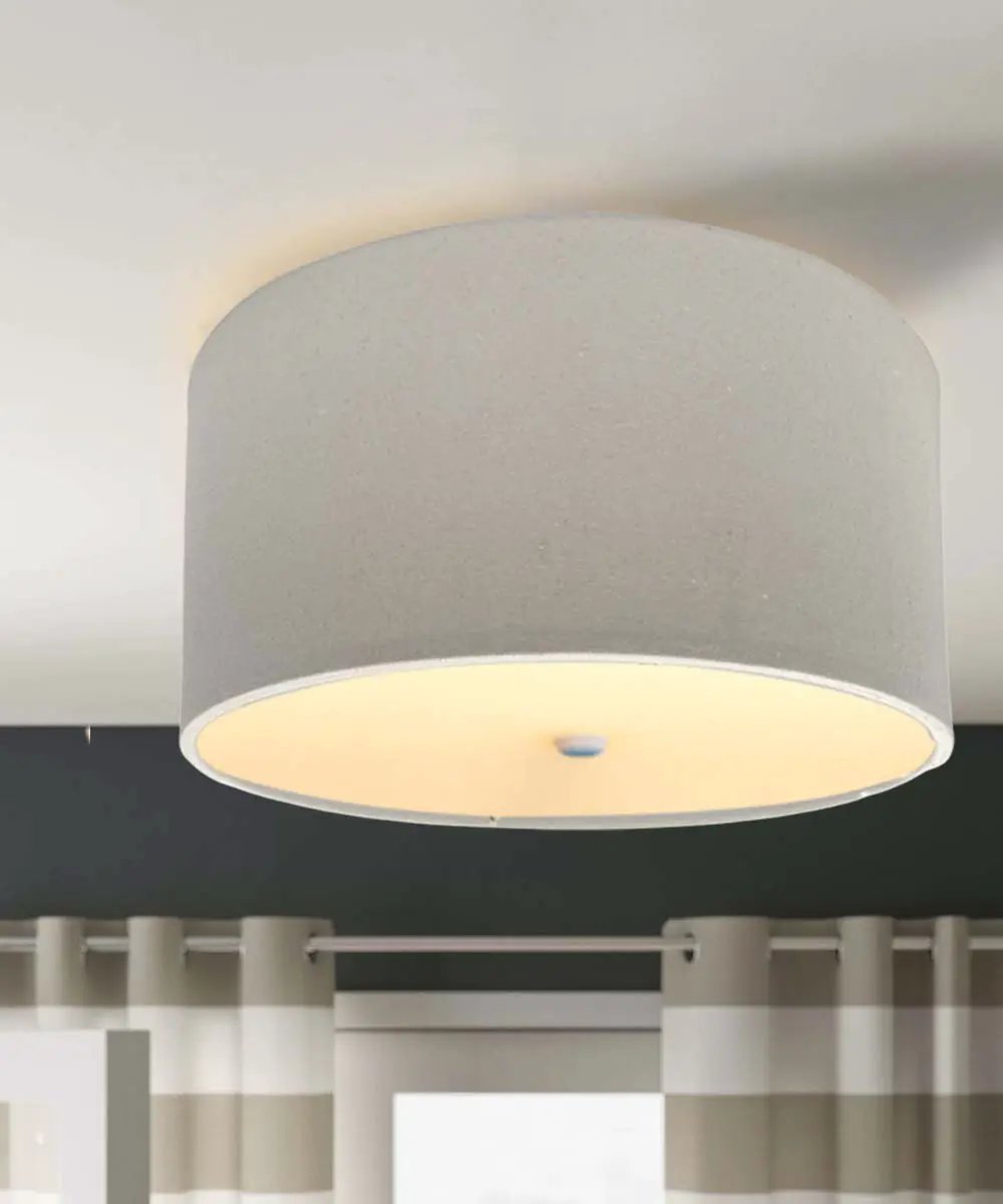 Flush Mount Conversion Kit | Oatmeal Linen Drum | 16 Inch Width