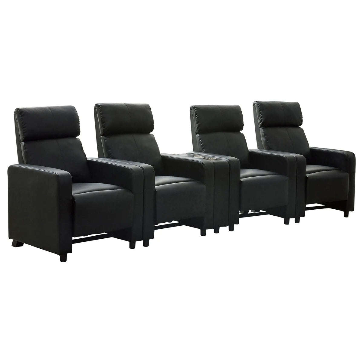 Toohey Upholstered Tufted Recliner Living Room Set Reclining Chair & Console | 127 x 39.75 x 41.25 in | Stainless Steel | Black