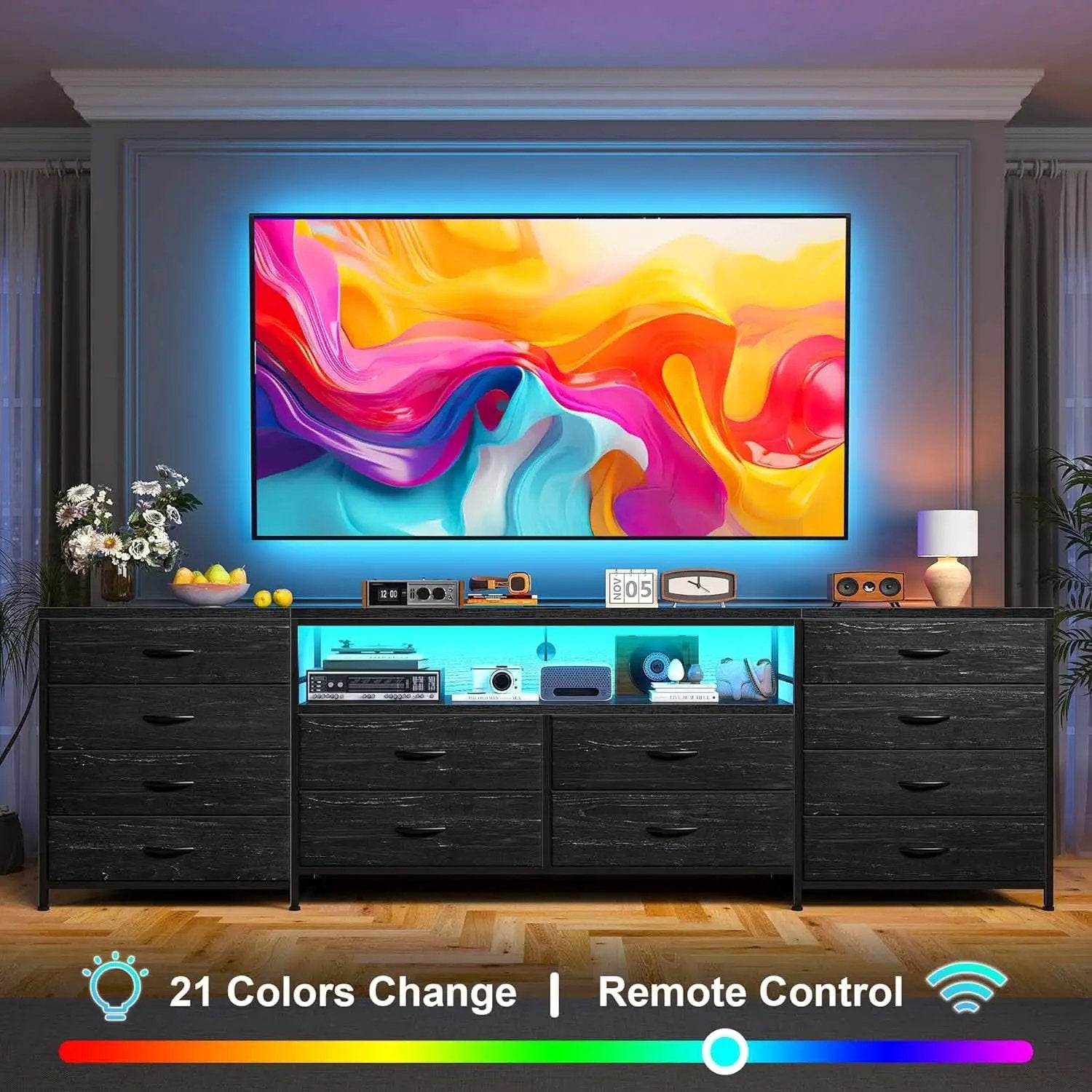 Black Dresser With 75 Inch TV Stand For Living Room from PriceLows™