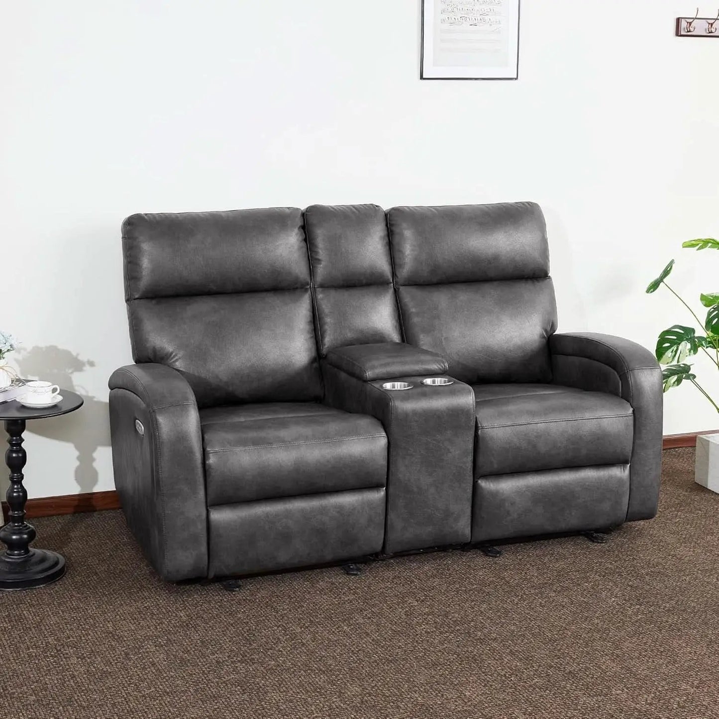 Dark Grey Zero Wall Power Recliner Loveseat With USB Ports from PriceLows™