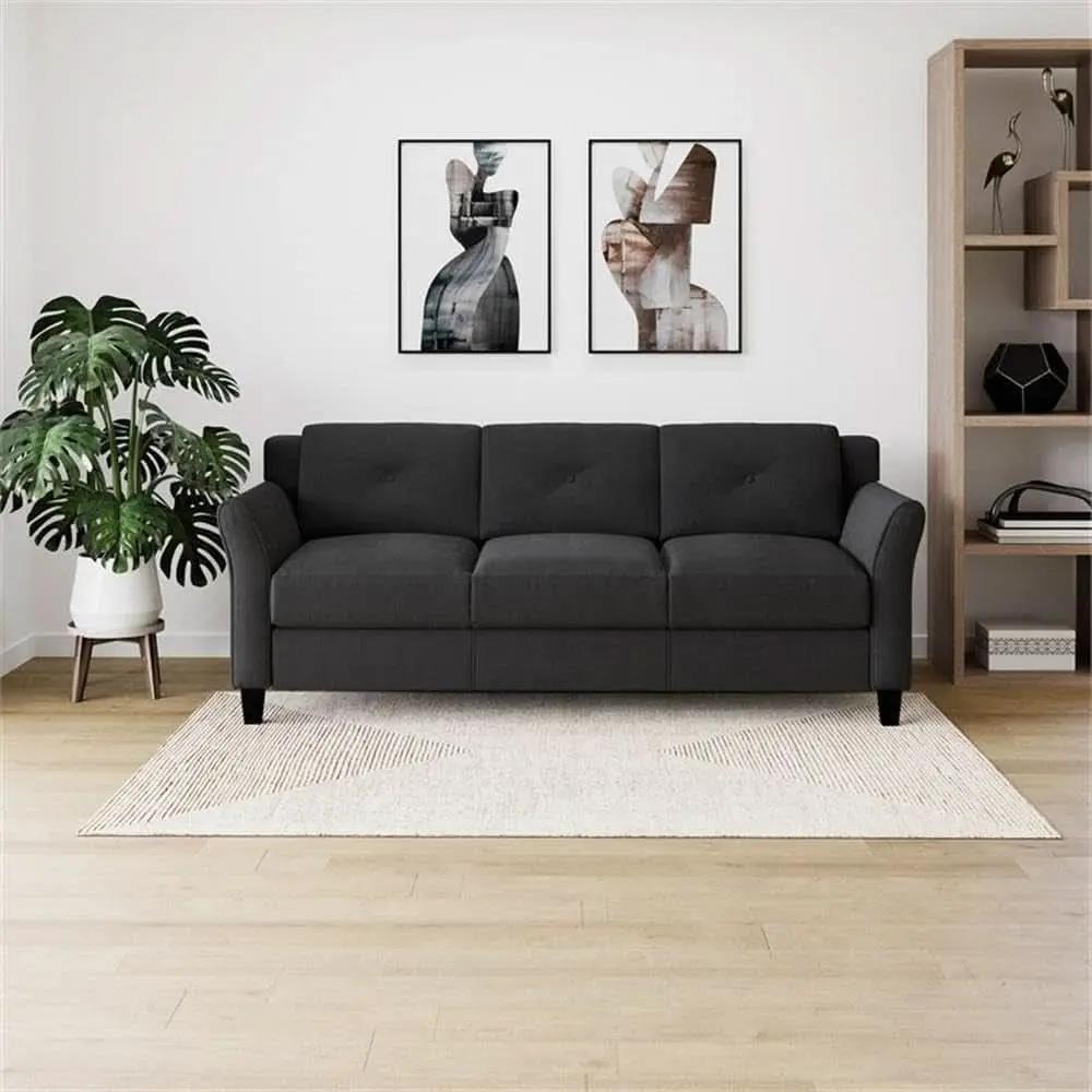 Two Piece Polyester Microfiber Upholstered Sofa Set With 78 Inch Wide Sofa And 56 Inch Wide Loveseat In Black from PriceLows™