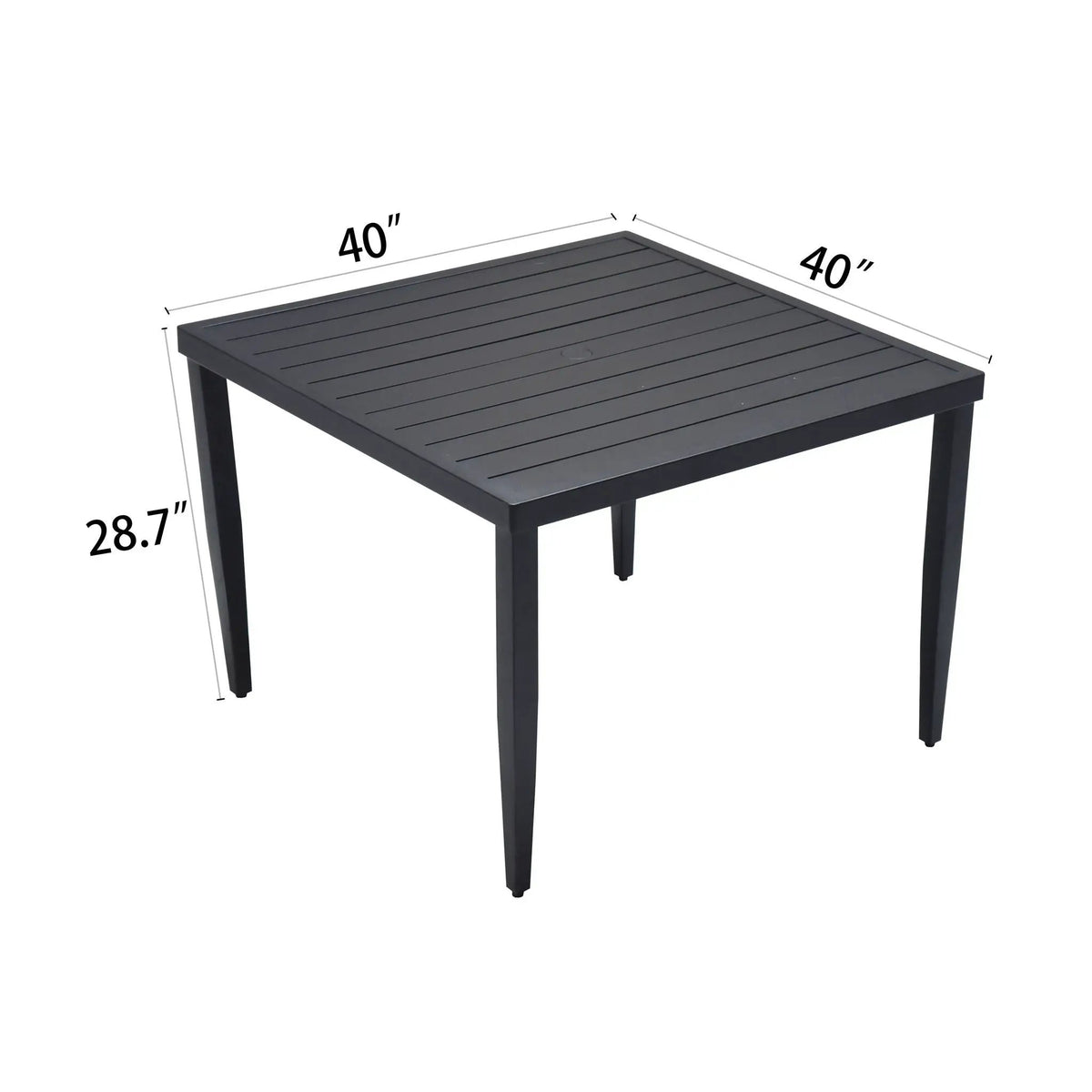 Outdoor Dining Table | Aluminum Frame | Tapered Legs | Umbrella Hole