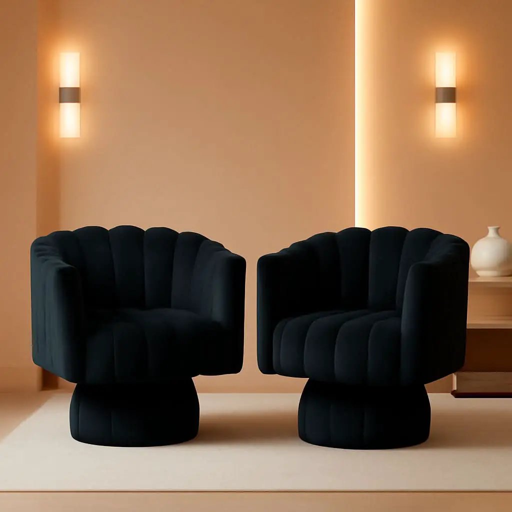 Swivel Armchairs 360Degree Black LivingRoom Pack Duo from PriceLows™
