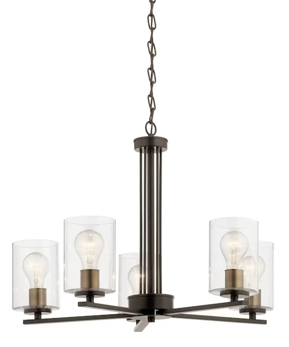 Chandelier | 5-Light | Olde Bronze Finish | Clear Glass
