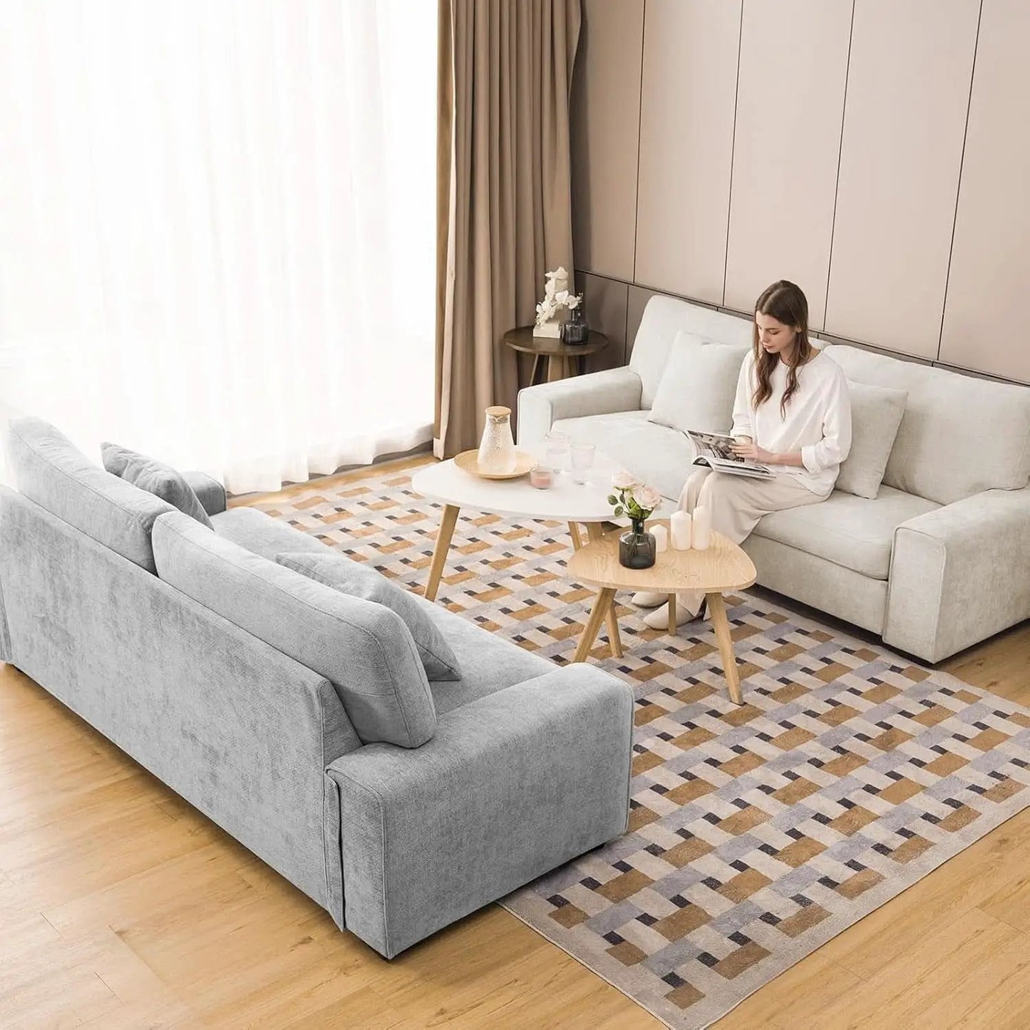 Modern Beige Recliner Sofa For Living Room Furniture from PriceLows™