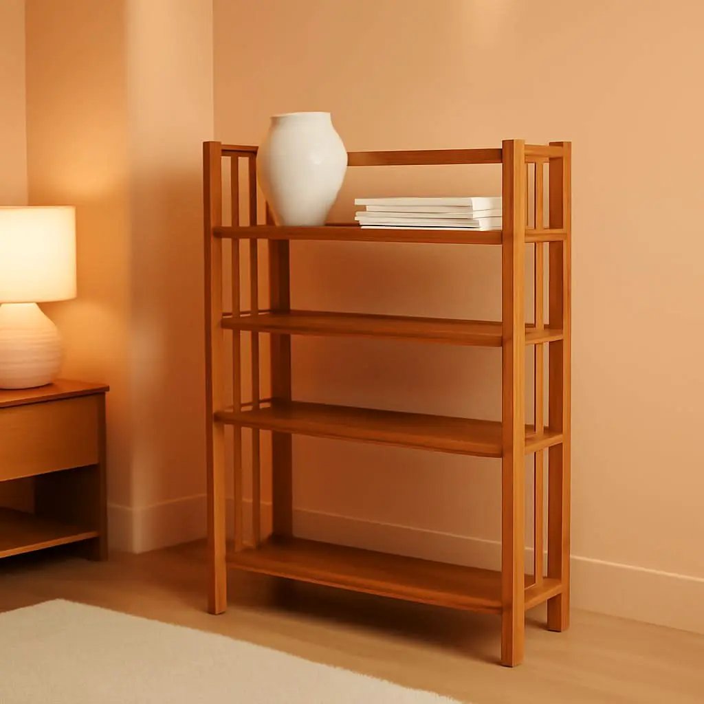 3 Shelf Stackable 27.5 Inch Wide Chestnut Fold Bookcase from PriceLows™