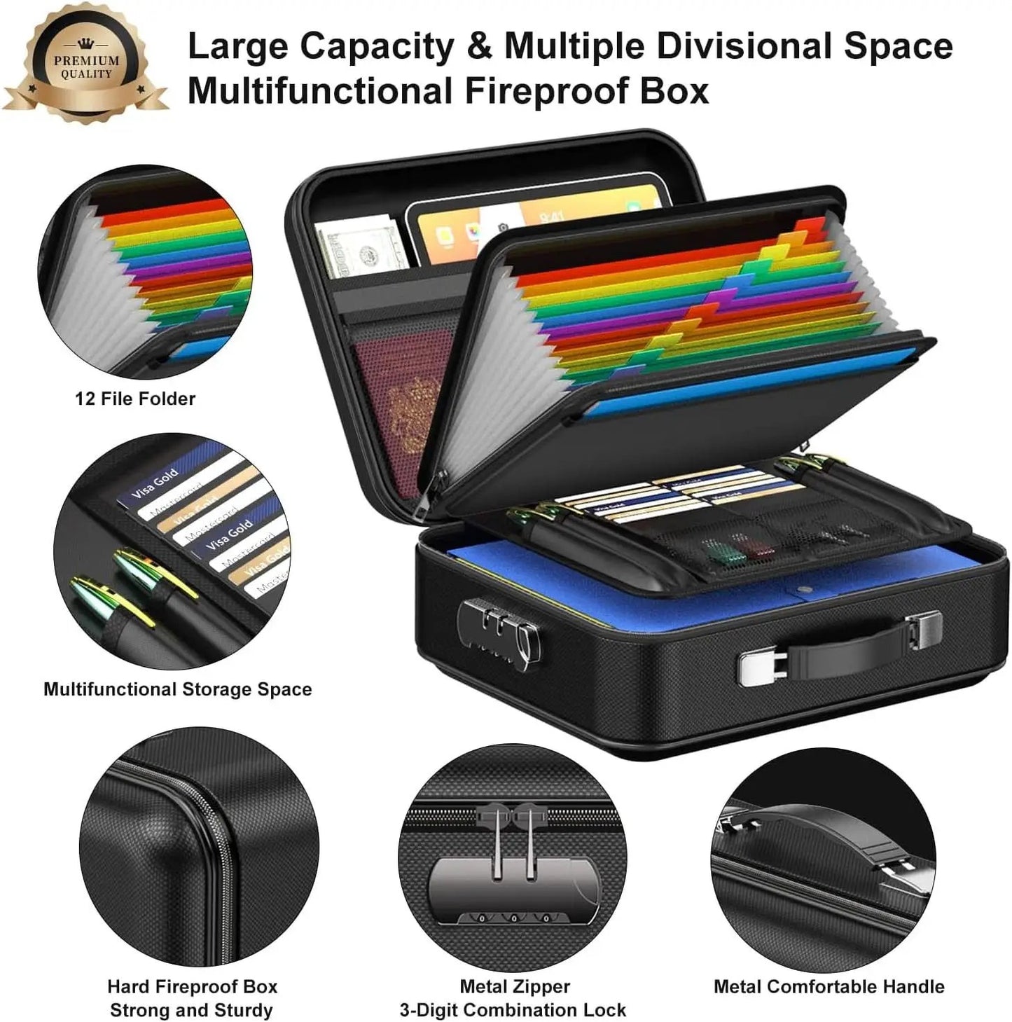 Fireproof Document Box Hard Shell Lock UL Certified from PriceLows™