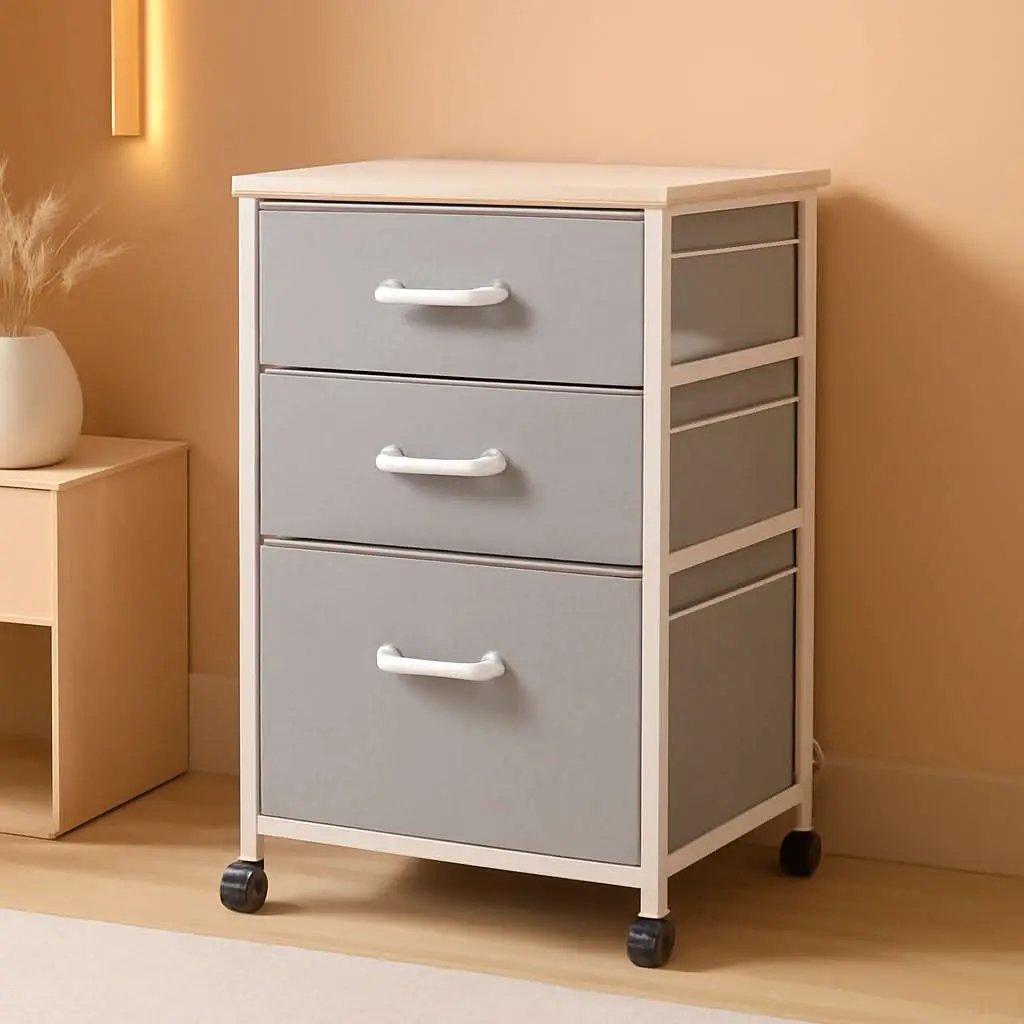 Mobile File Cabinet With 3 Drawers Rolling Printer Stand Light Grey from PriceLows™
