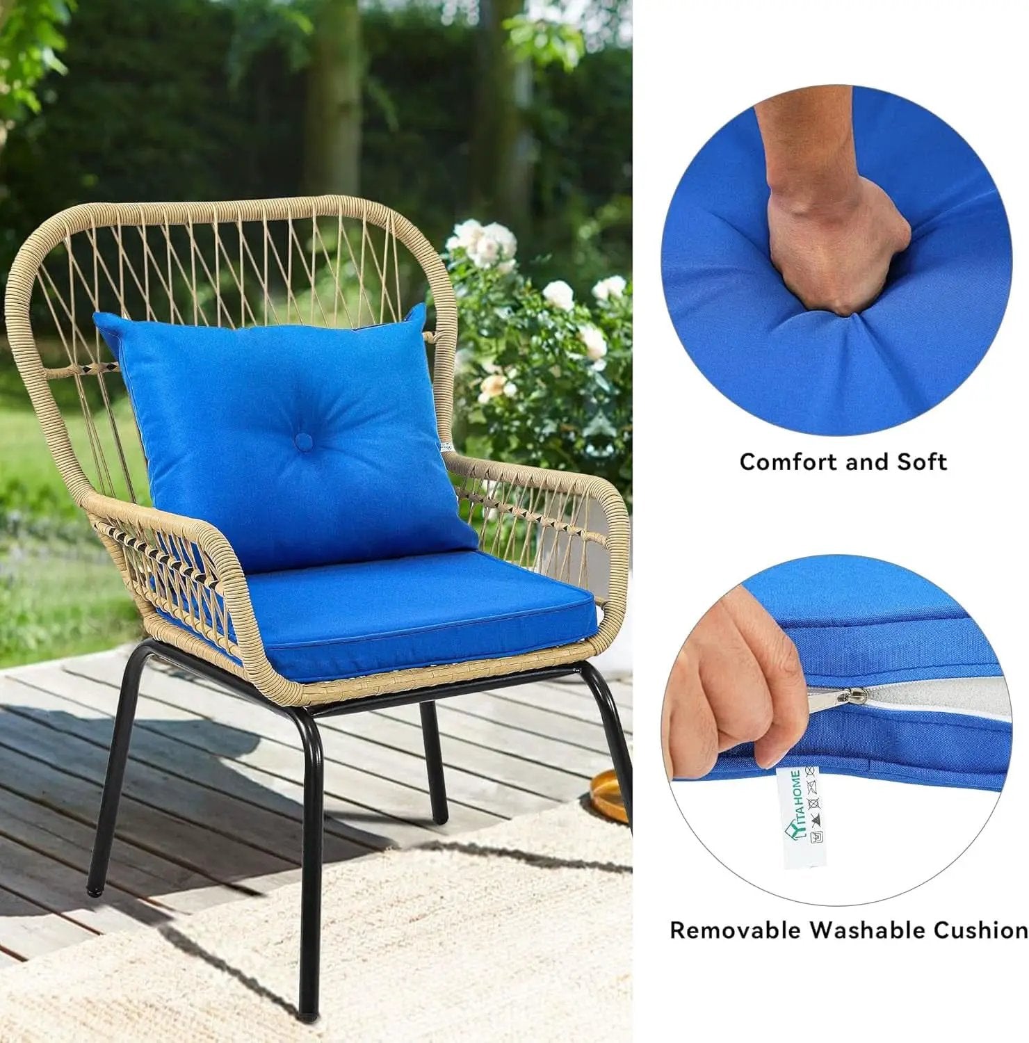 Outdoor Wicker Patio Bistro Set 3 Piece With Glass Table from PriceLows™