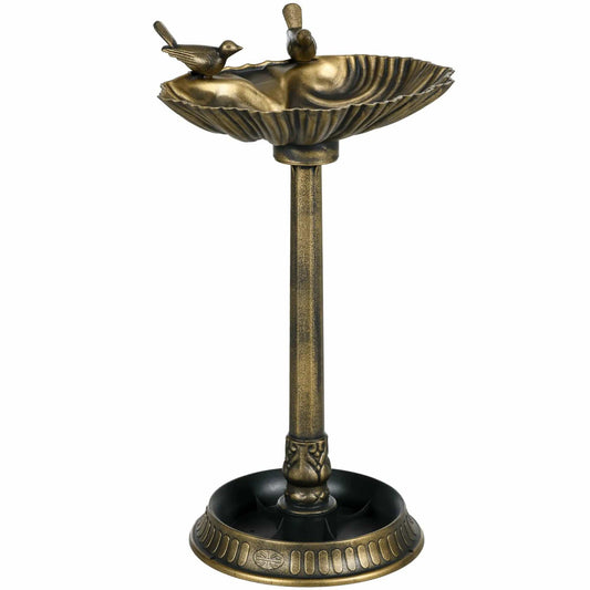 Outsunny Antique Bird Bath With Pedestal Flower Planter Base, Vintage Style | 19.5 x 15 x 32 in | Metal | Bronze