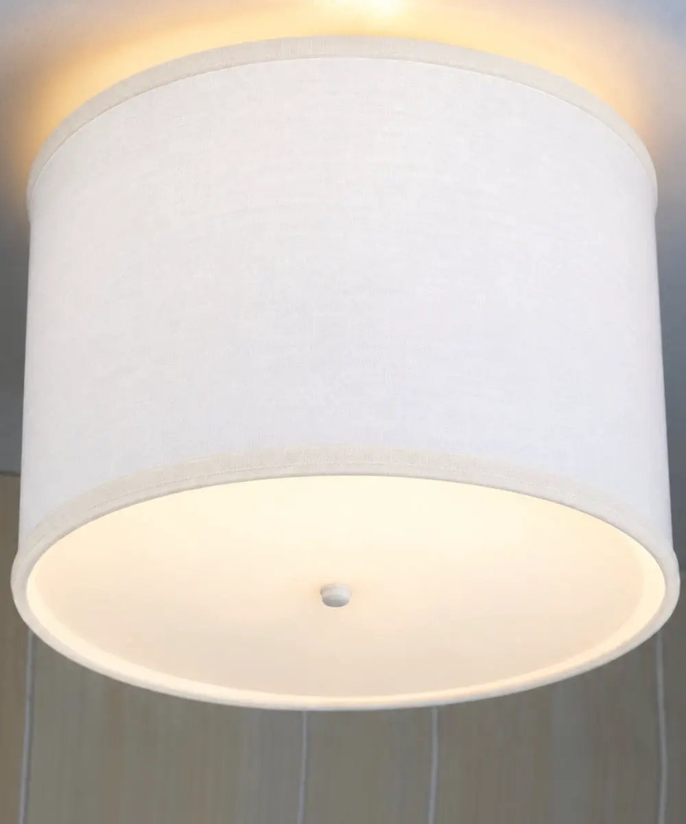 Ceiling Light Conversion Kit | 14 Inch Width | White Fabric Drum Shade