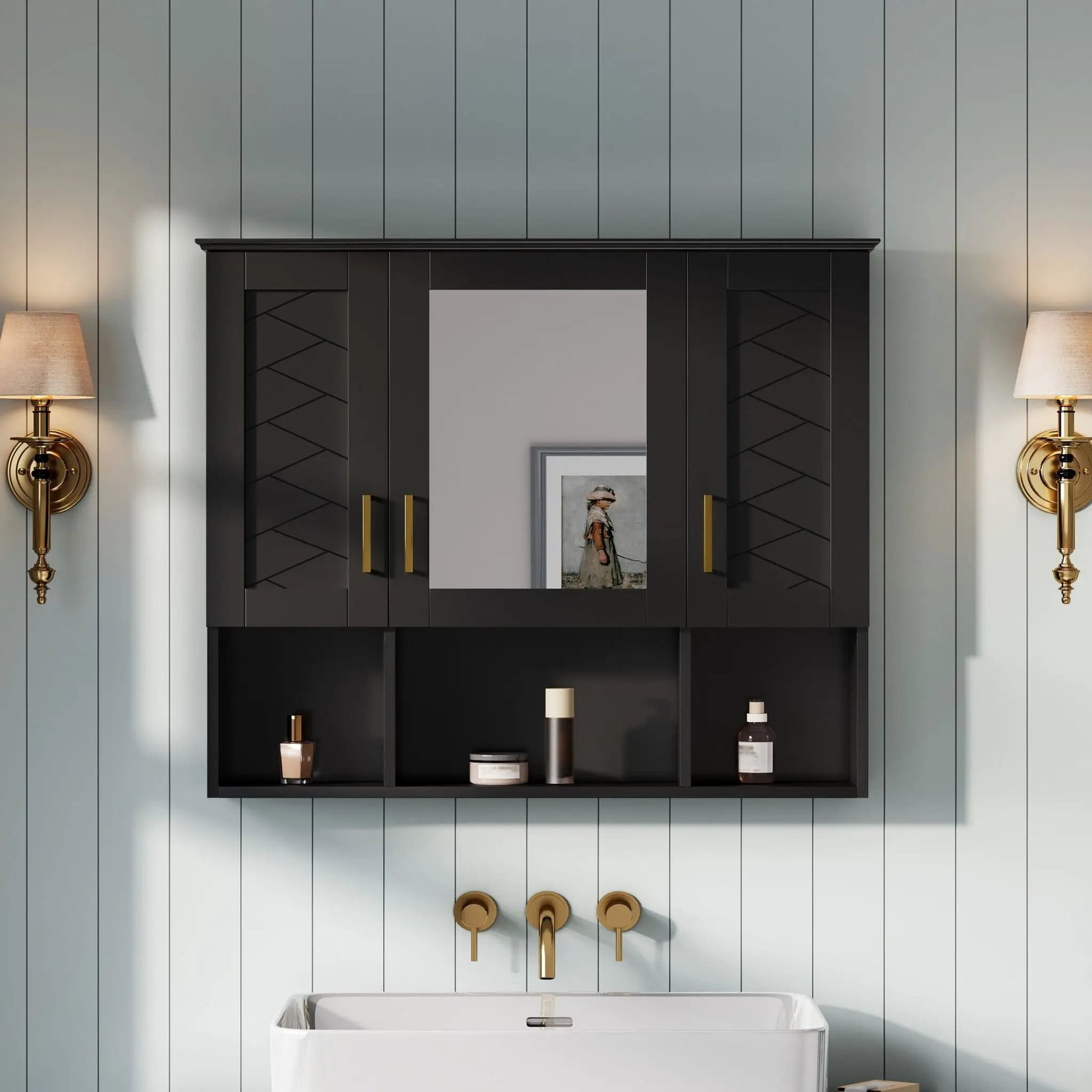 Modern Wall Mounted Medicine Cabinet With Adjustable Shelves, Soft Close Doors, High Define Mirror from PriceLows™