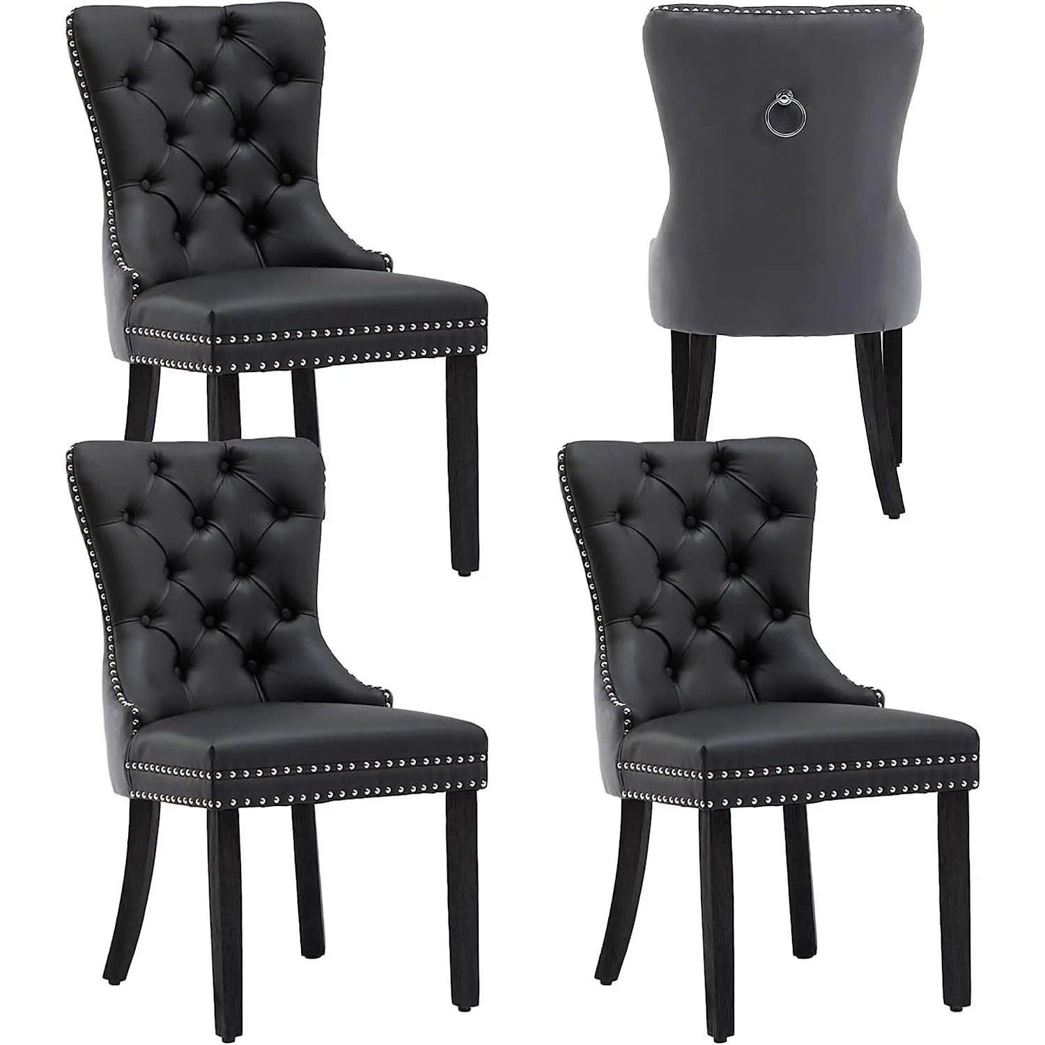 Tufted Velvet Dining Chairs Set of 4 With Acrylic Legs from PriceLows™