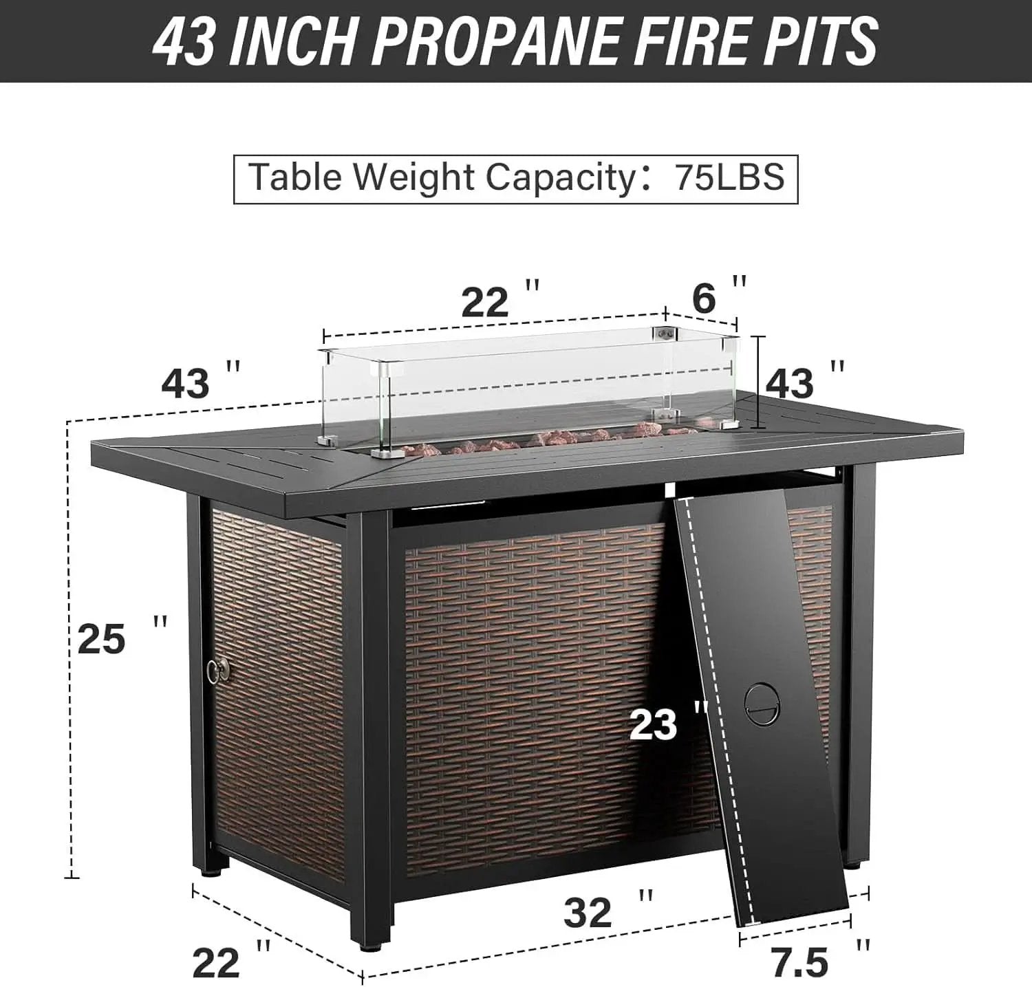 8 Piece Patio Set With 50000 BTU Propane Fire Pit Table from PriceLows™