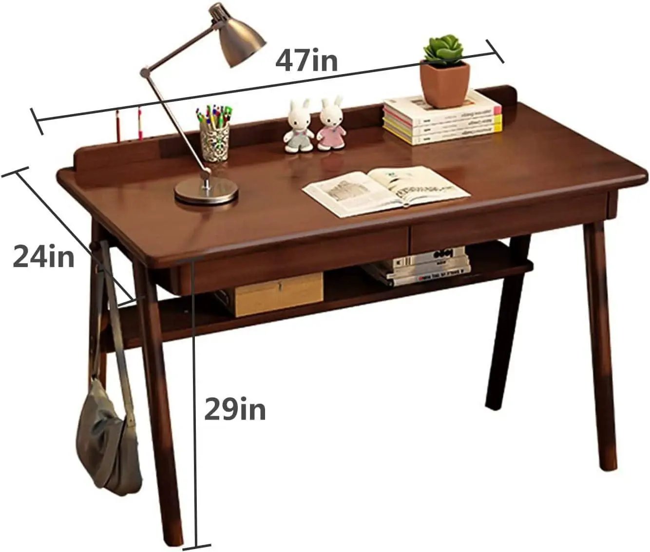 Solid Wood Writing Desk 47 In Walnut Enterprise Edition from PriceLows™