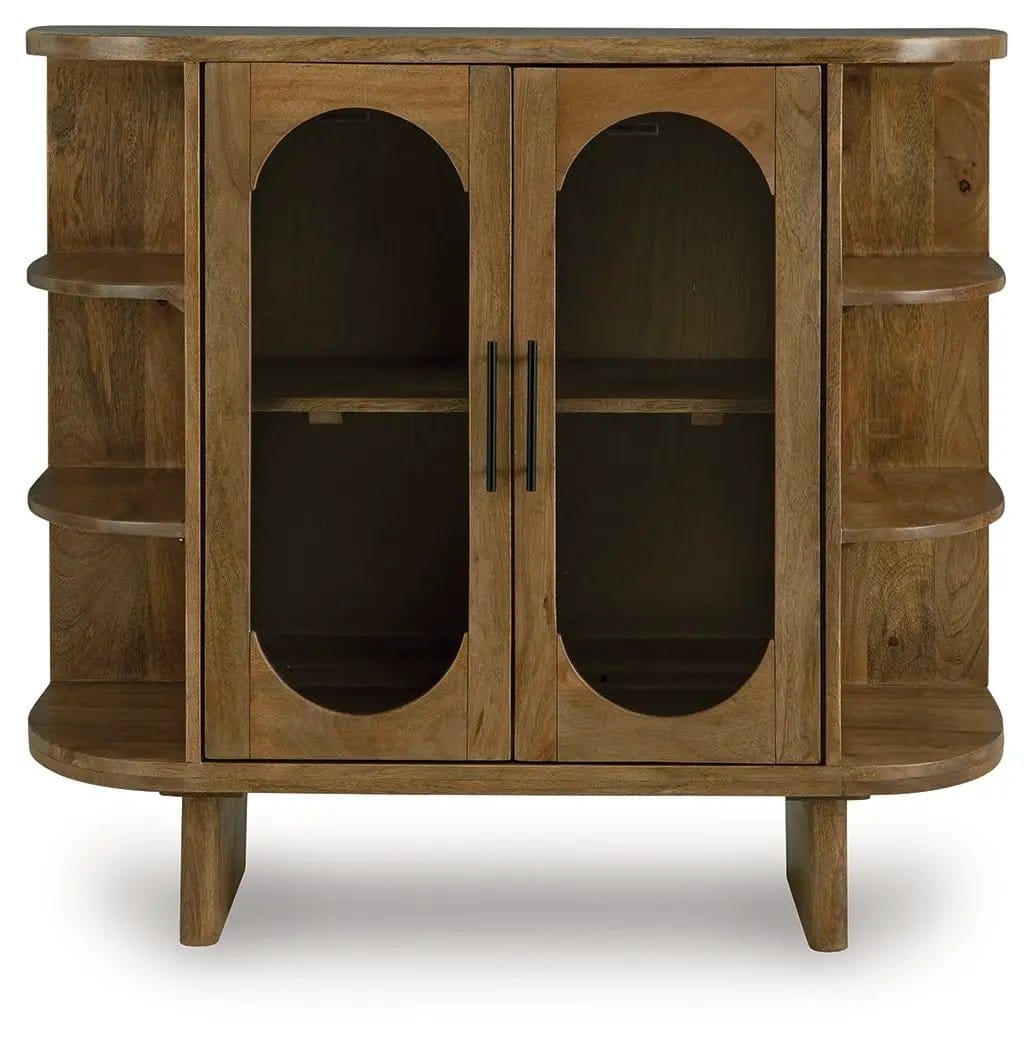 Niall Accent Cabinet | 40 x 16.13 x 36.75 in | Mango Wood & Glass | Light Brown