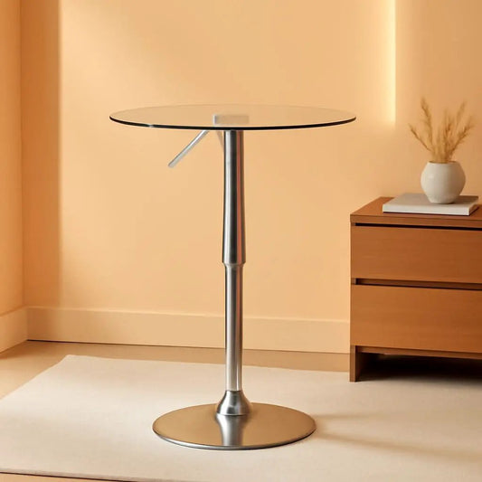 23.5 Inch Circular Glass Adjustable Cocktail Table from PriceLows™