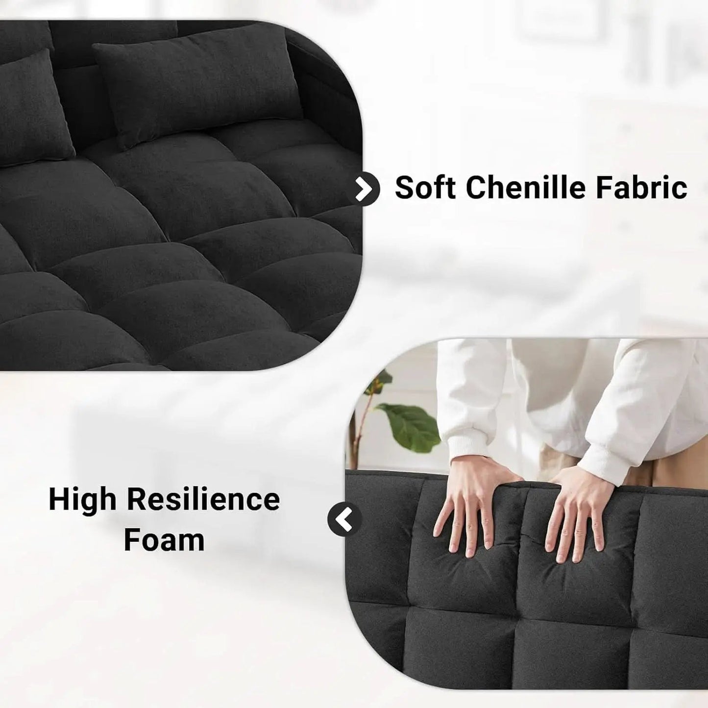 65Inches Transformable Sleeper Sofa Bed Black USBPort from PriceLows™