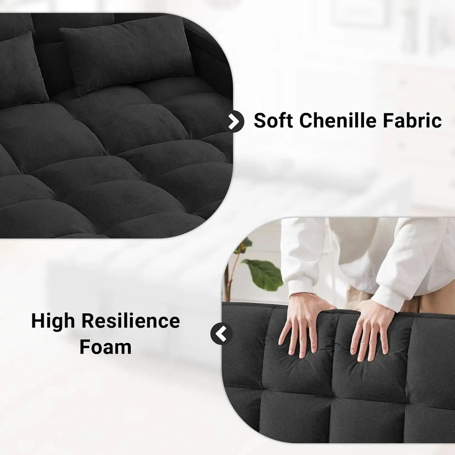 65Inches Transformable Sleeper Sofa Bed Black USBPort from PriceLows™