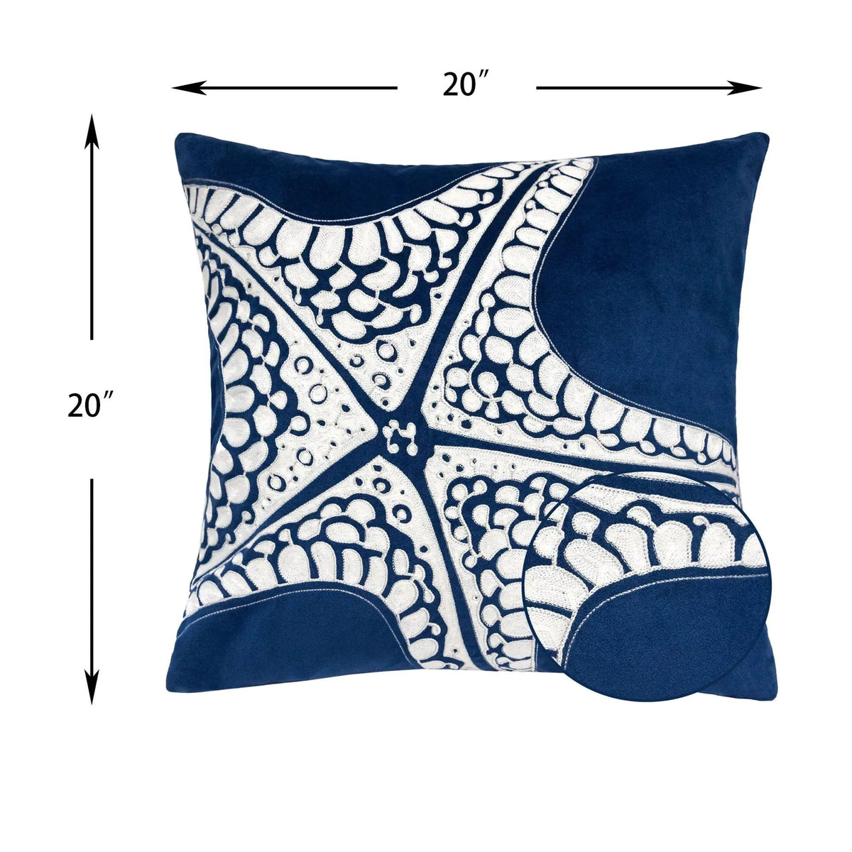 Seastar Starfish Pillow With Hidden Zipper (Set of 2) Indigo | Accent Pillow | Velvet & Polyester | Living Room