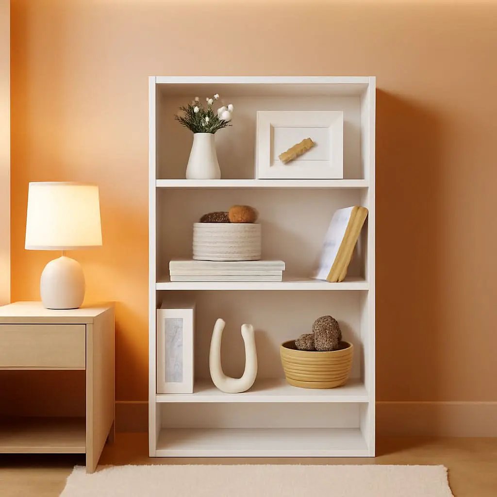 Cloud White 23.6 Inch Wide Three Tier Open Bookshelf from PriceLows™