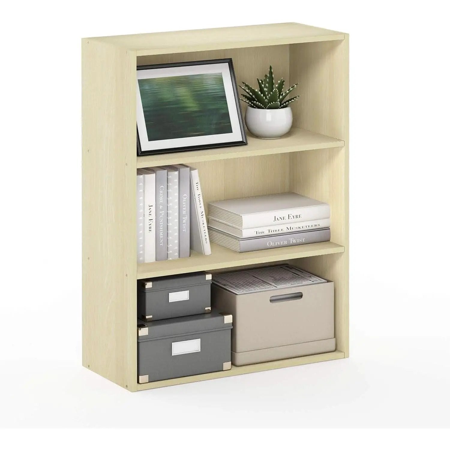 Pasir 3-Tier Open Shelf Bookcase Maple 22.7W X 9.7D X 31.5H from PriceLows™