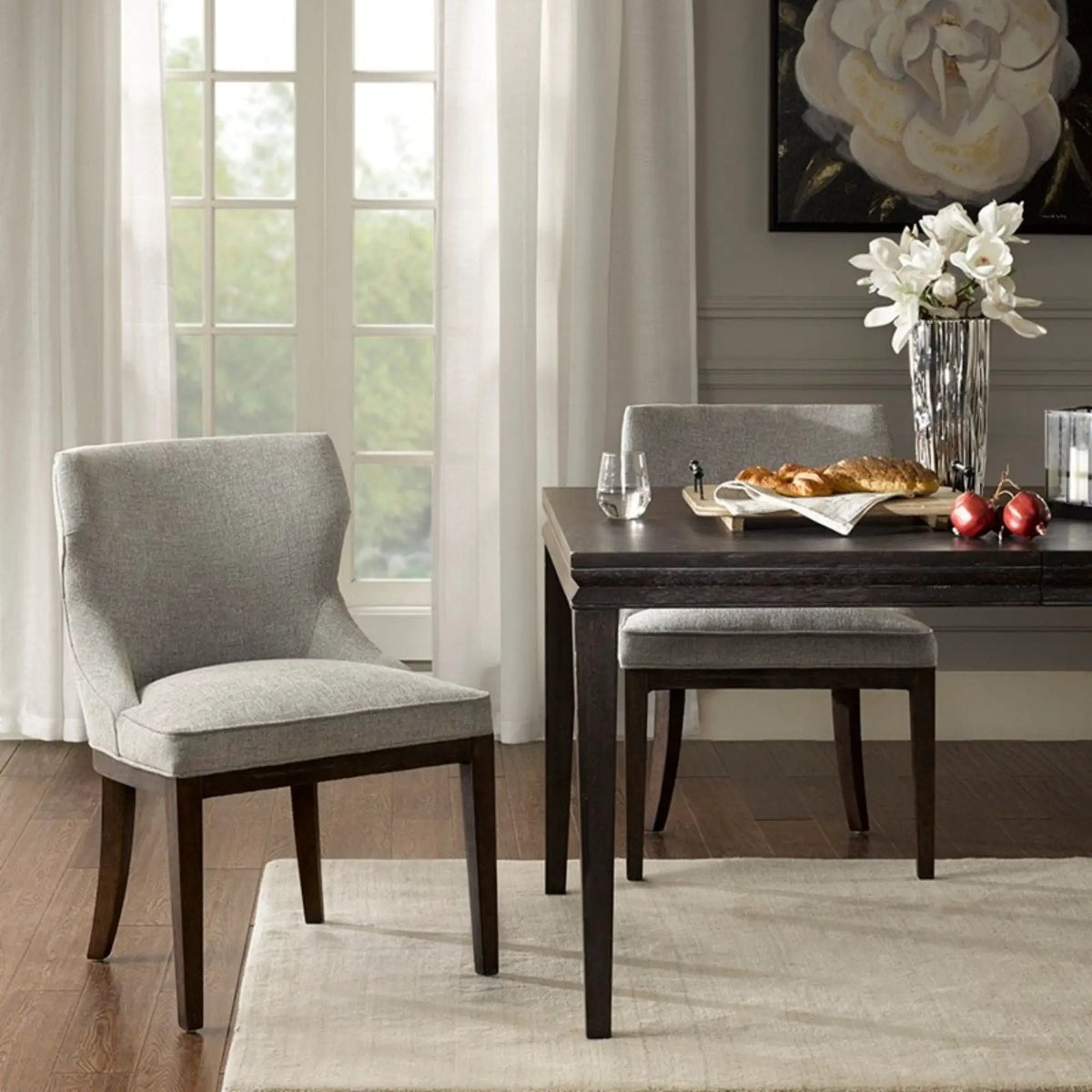 Hutton Dining Side Chairs | Set Of 2 | Gray | 4.5 Inch Thick Seat Cushion