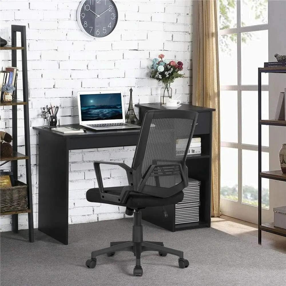 Modern Desk Drawer Shelves And Ergonomic Mesh Chair Set from PriceLows™
