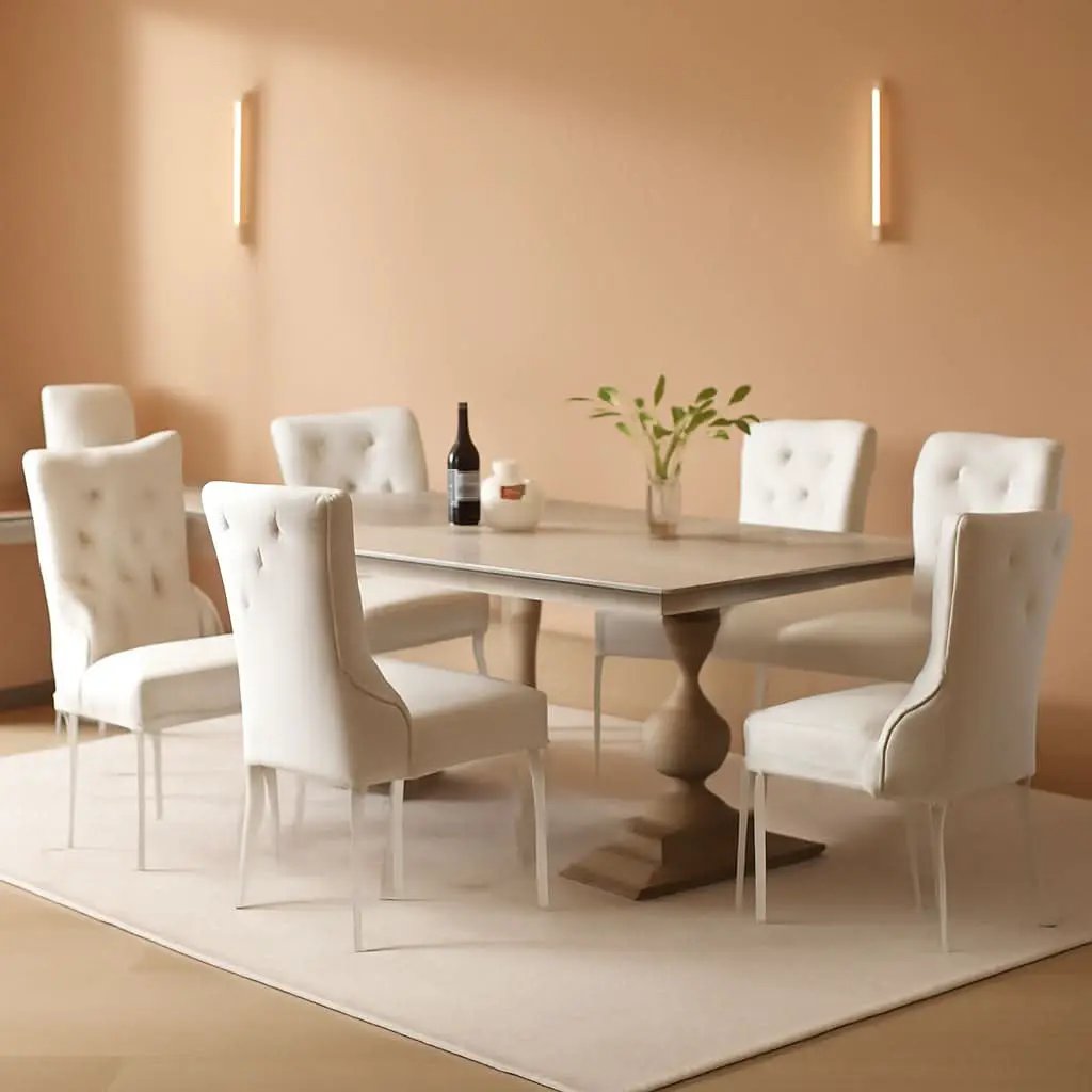 Velvet Tufted Dining Chairs Set of 4 with Acrylic Legs from PriceLows™
