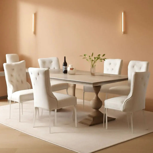 Velvet Tufted Dining Chairs Set of 4 with Acrylic Legs from PriceLows™