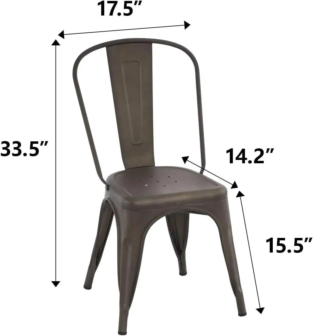 Tolix Style Metal Dining Chair 18 Inch Stackable Set Of 4 from PriceLows™