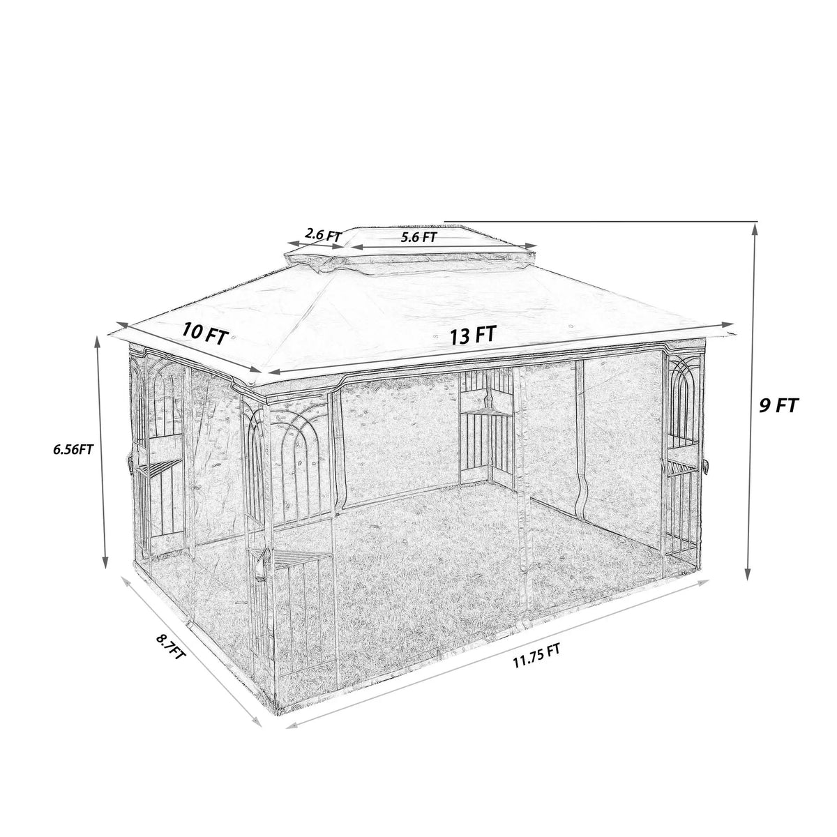 Patio Gazebo Tent | Ventilated Double Roof | Mosquito Net | Steel Frame