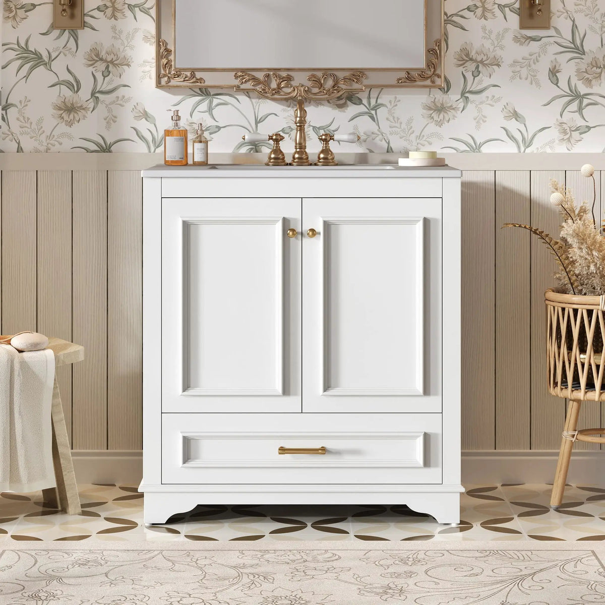 30 Inch Bathroom Vanity | Poplar Wood Frame | 2 Soft Closing Doors | Adjustable Shelf