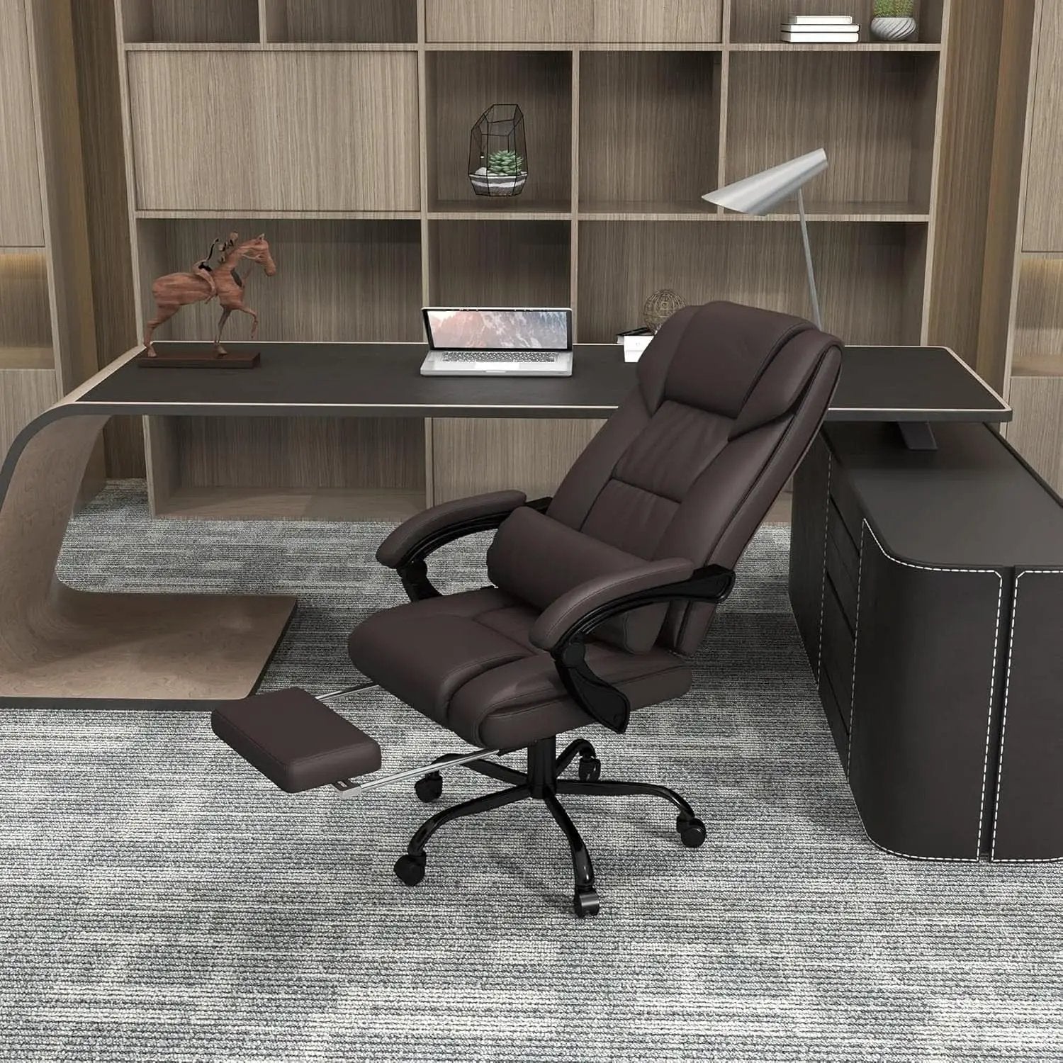 Brown High Back Massage Office Chair With 6 Vibration Points from PriceLows™