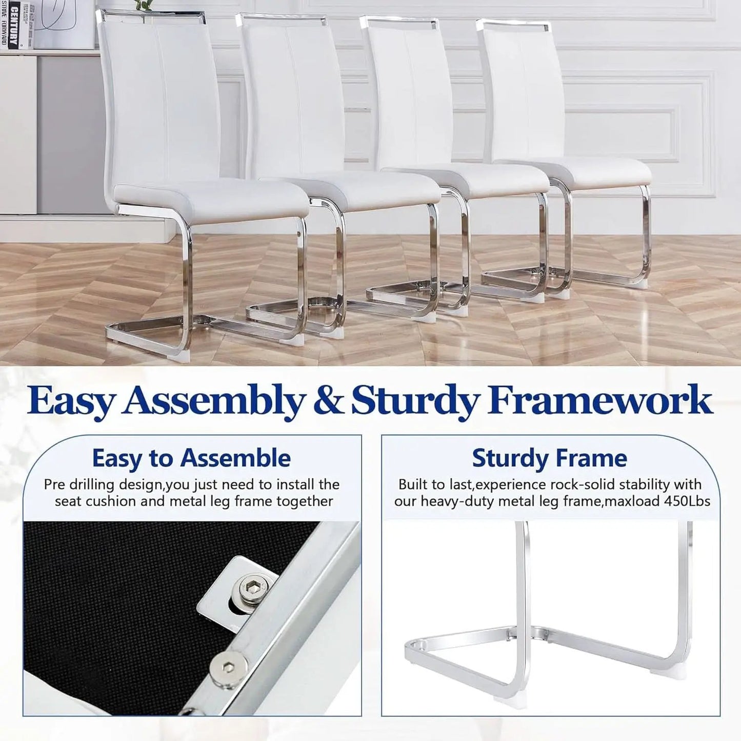 Dining Table Set For Six Seventy One Inch White Marble Top Leather Chairs from PriceLows™