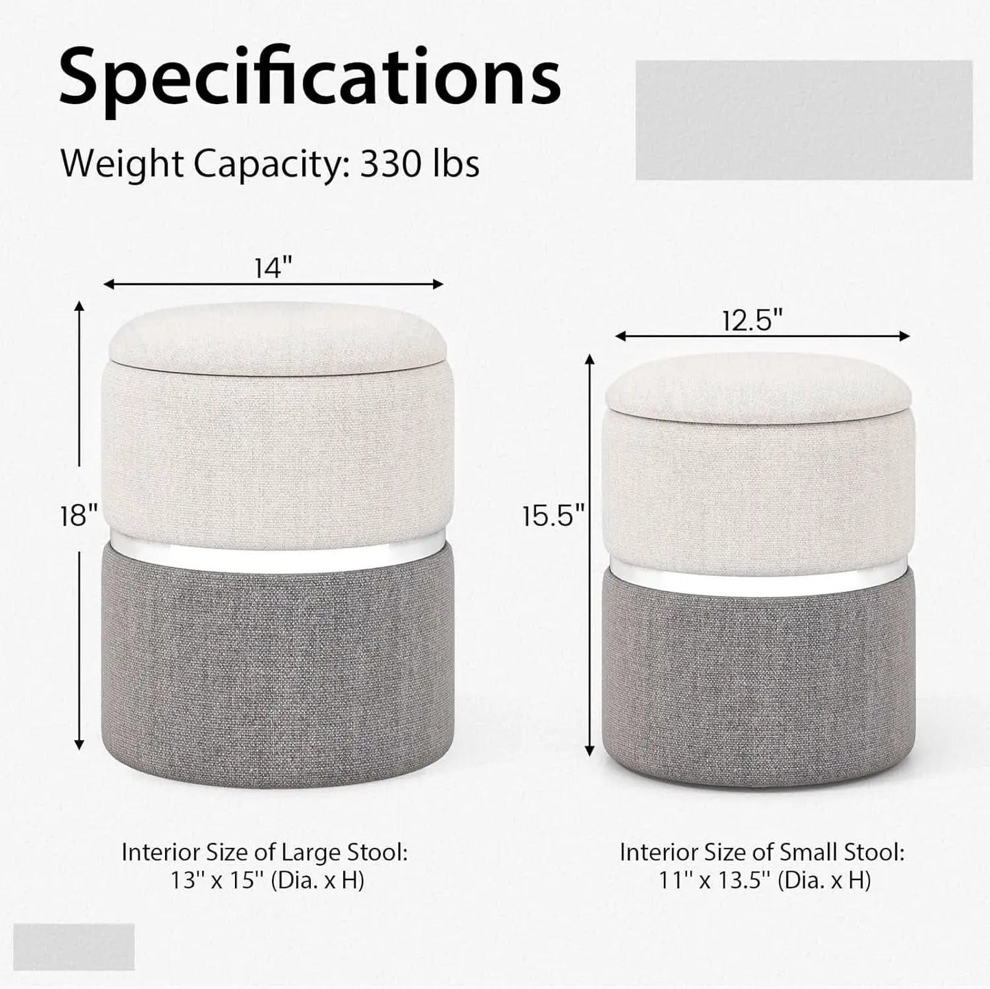 Gray Nesting Storage Ottomans With Hidden Capacity from PriceLows™