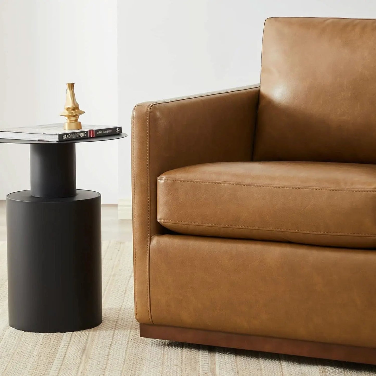 Swivel Accent Chair FauxLeather SaddleBrown Armchair LivingRoom from PriceLows™