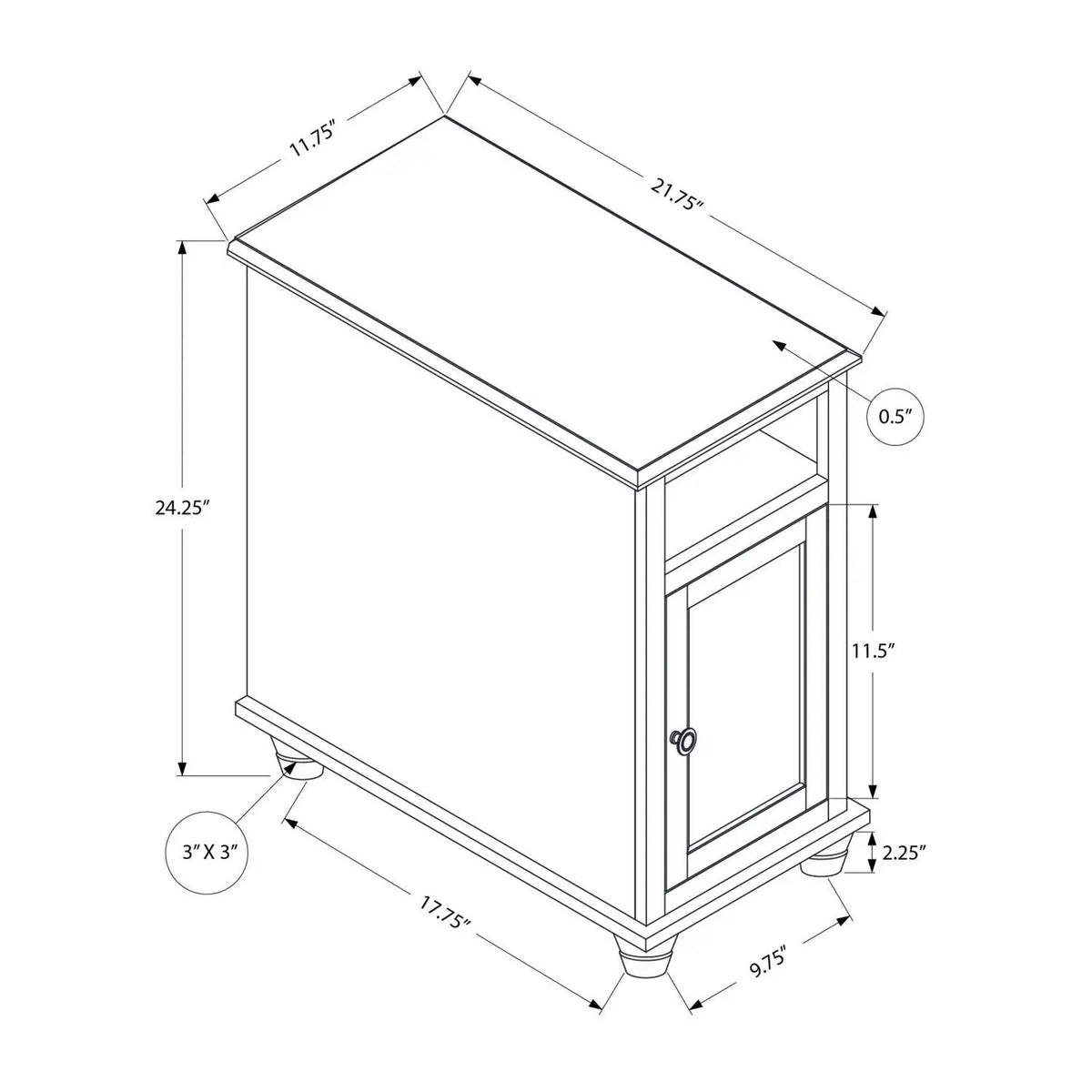 Accent End Table | Two-Tone Storage | Traditional | Beveled Top